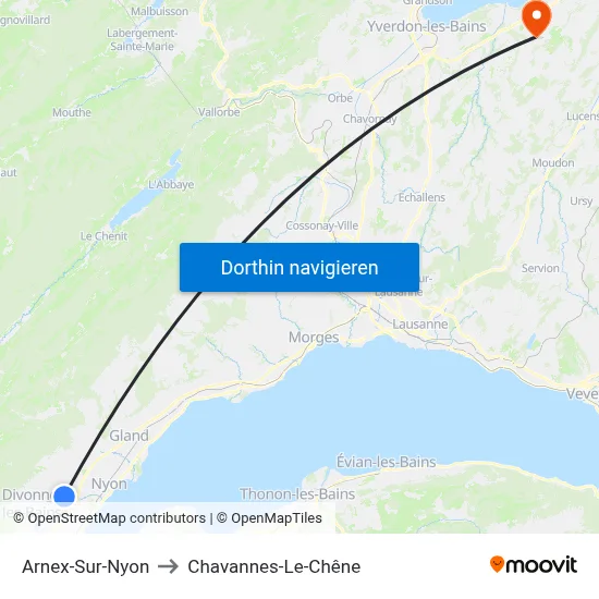 Arnex-Sur-Nyon to Chavannes-Le-Chêne map