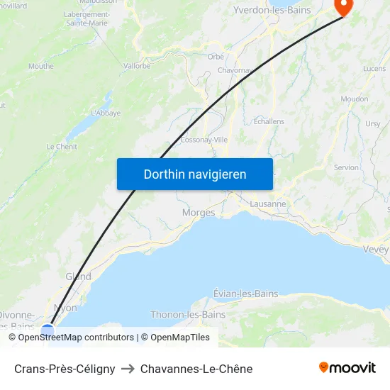 Crans-Près-Céligny to Chavannes-Le-Chêne map