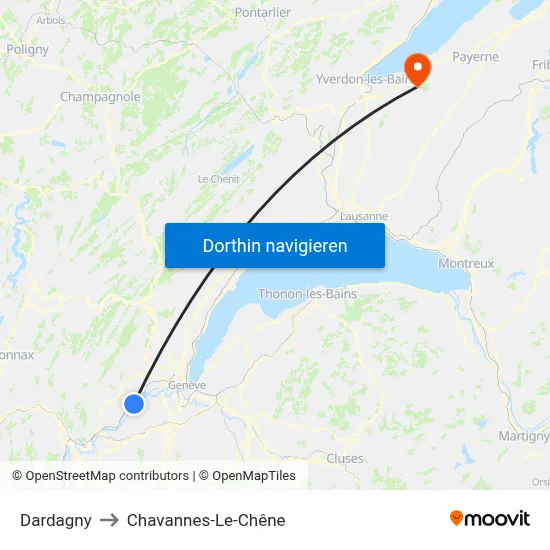 Dardagny to Chavannes-Le-Chêne map