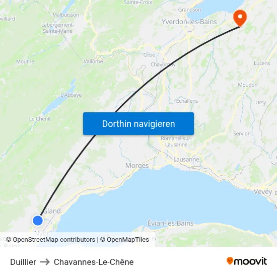 Duillier to Chavannes-Le-Chêne map