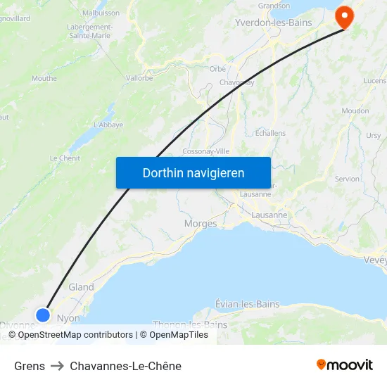 Grens to Chavannes-Le-Chêne map