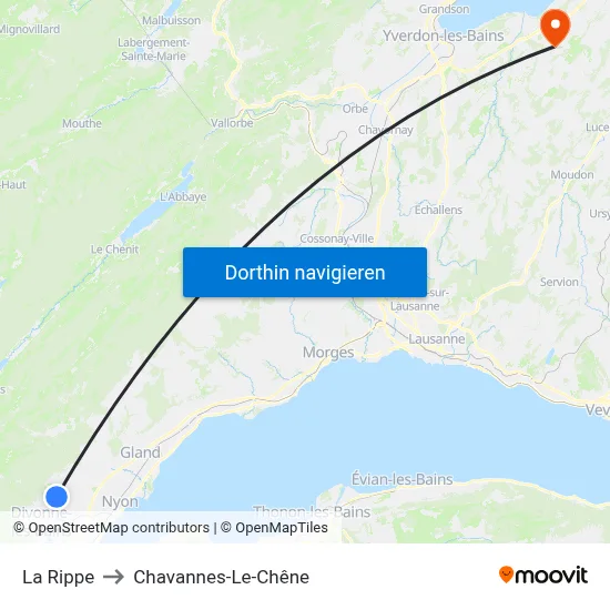 La Rippe to Chavannes-Le-Chêne map