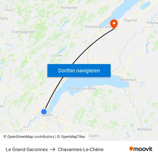 Le Grand-Saconnex to Chavannes-Le-Chêne map