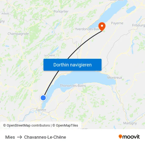 Mies to Chavannes-Le-Chêne map