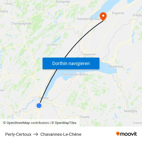 Perly-Certoux to Chavannes-Le-Chêne map