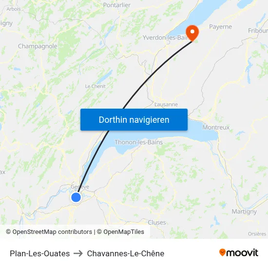 Plan-Les-Ouates to Chavannes-Le-Chêne map