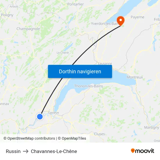 Russin to Chavannes-Le-Chêne map