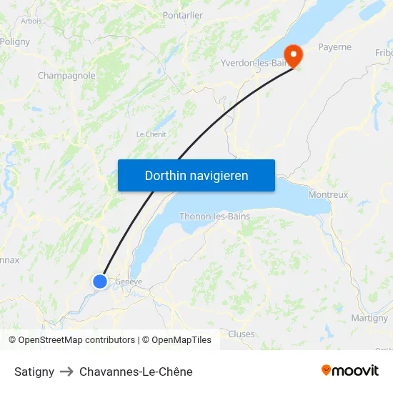 Satigny to Chavannes-Le-Chêne map
