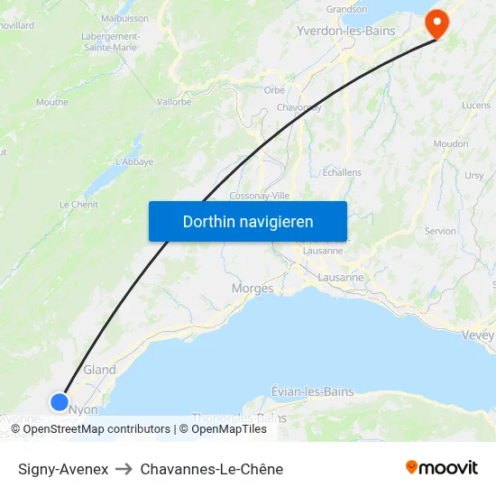 Signy-Avenex to Chavannes-Le-Chêne map
