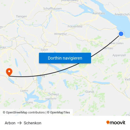 Arbon to Schenkon map