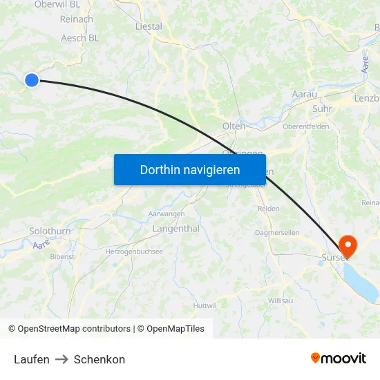 Laufen to Schenkon map