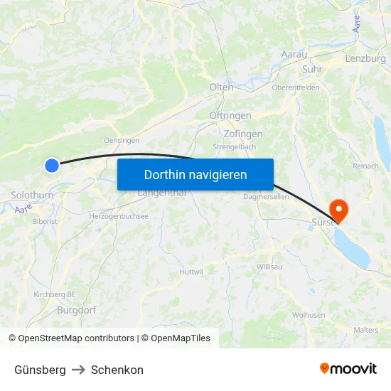 Günsberg to Schenkon map