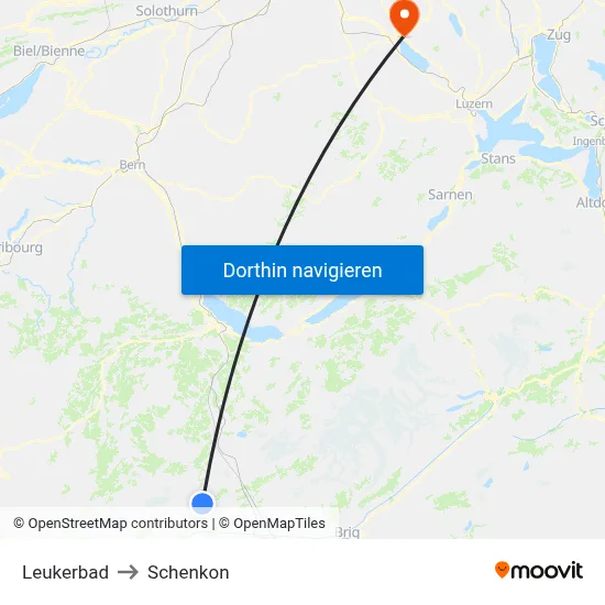 Leukerbad to Schenkon map