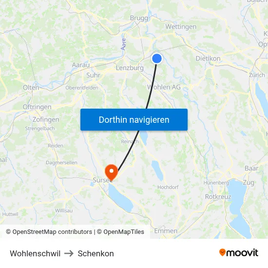 Wohlenschwil to Schenkon map