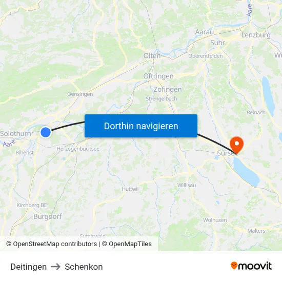 Deitingen to Schenkon map