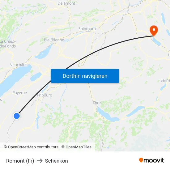 Romont (Fr) to Schenkon map