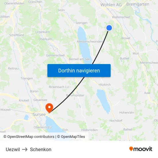Uezwil to Schenkon map