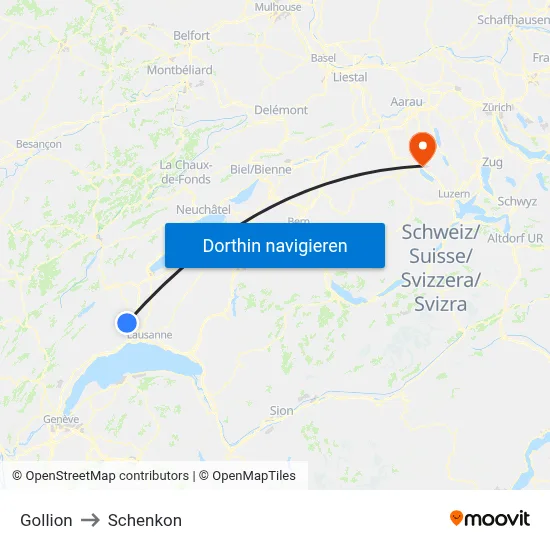 Gollion to Schenkon map
