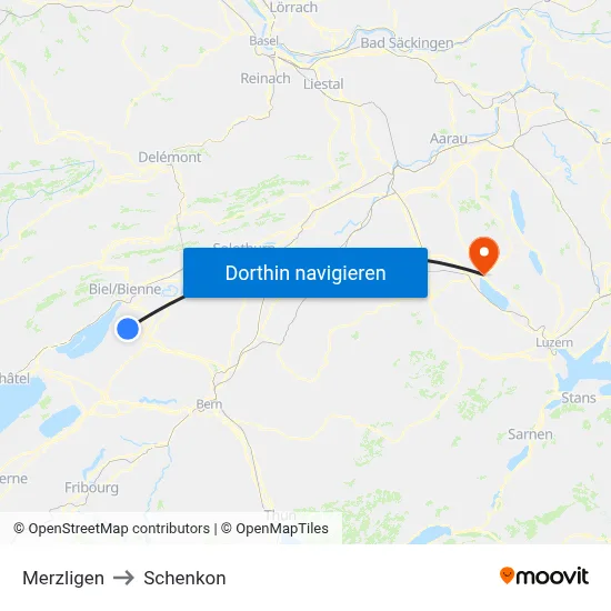 Merzligen to Schenkon map