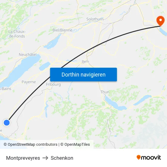 Montpreveyres to Schenkon map