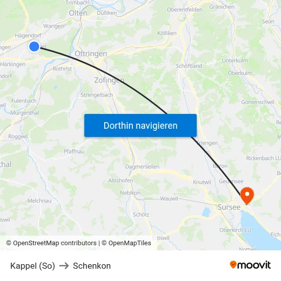 Kappel (So) to Schenkon map