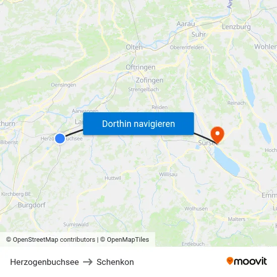 Herzogenbuchsee to Schenkon map
