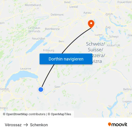 Vérossaz to Schenkon map