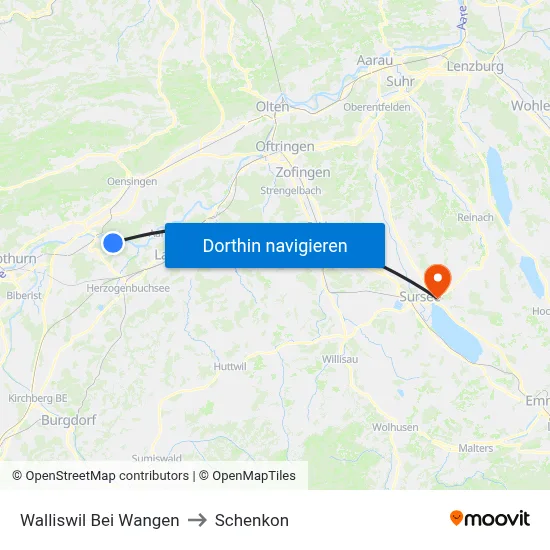Walliswil Bei Wangen to Schenkon map