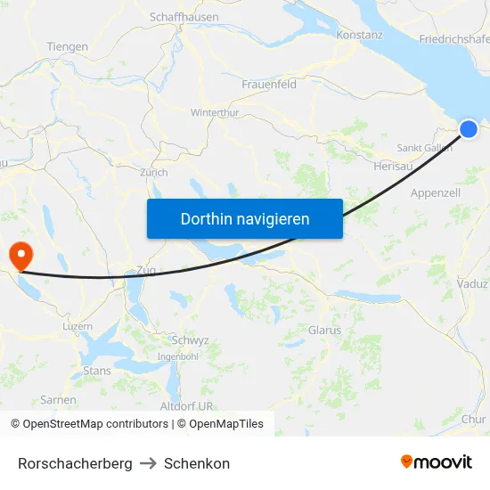 Rorschacherberg to Schenkon map