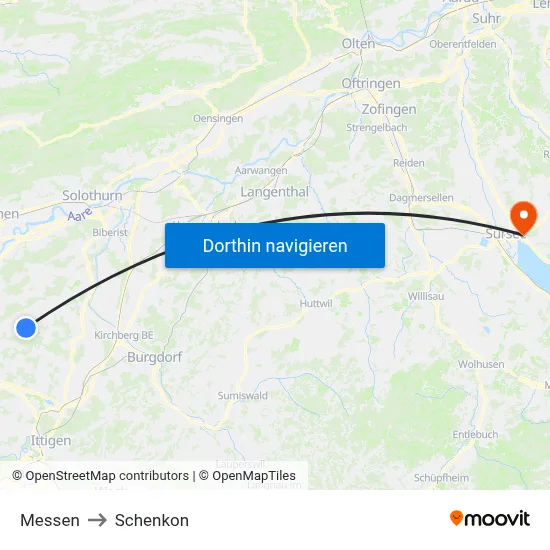 Messen to Schenkon map