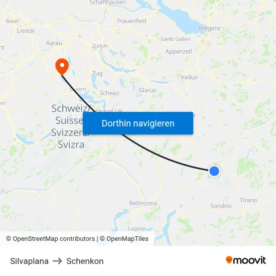 Silvaplana to Schenkon map