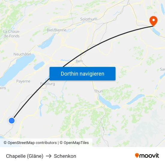 Chapelle (Glâne) to Schenkon map