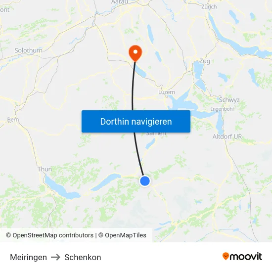 Meiringen to Schenkon map
