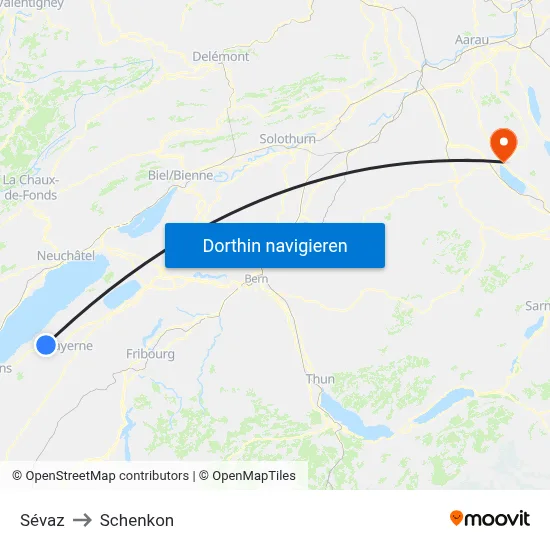 Sévaz to Schenkon map
