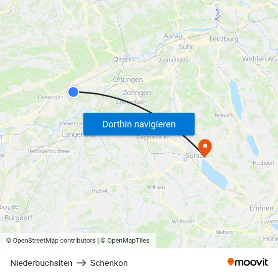 Niederbuchsiten to Schenkon map
