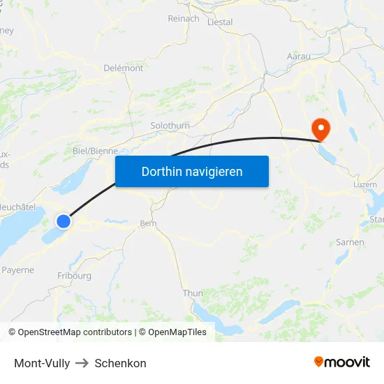 Mont-Vully to Schenkon map