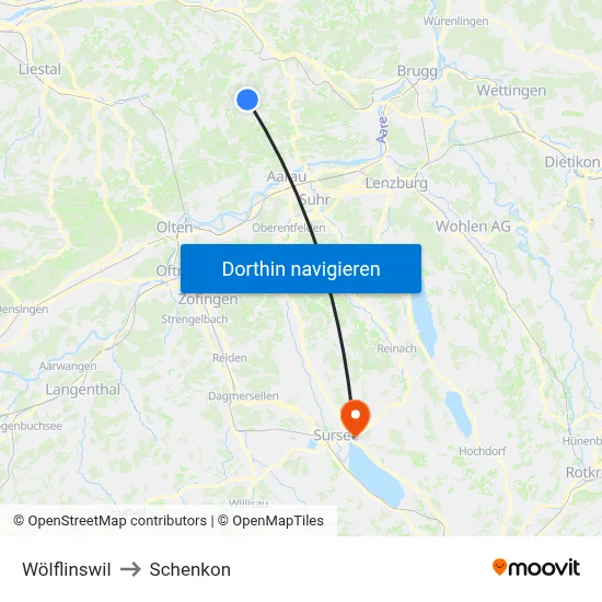 Wölflinswil to Schenkon map