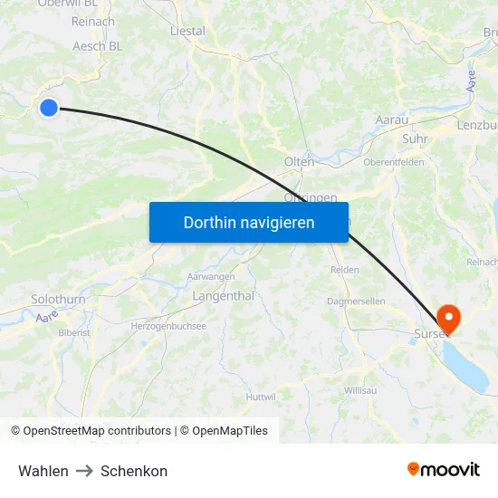 Wahlen to Schenkon map