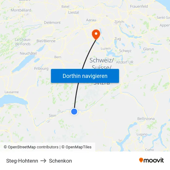 Steg-Hohtenn to Schenkon map