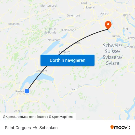 Saint-Cergues to Schenkon map