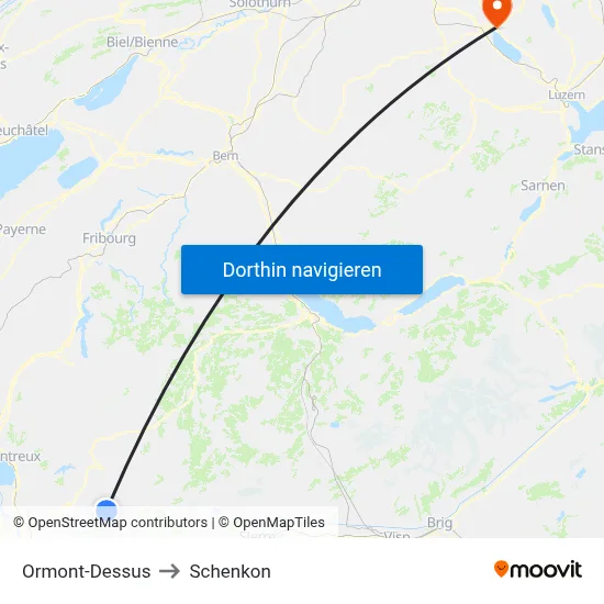 Ormont-Dessus to Schenkon map
