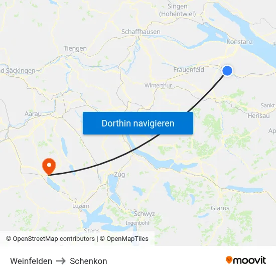 Weinfelden to Schenkon map