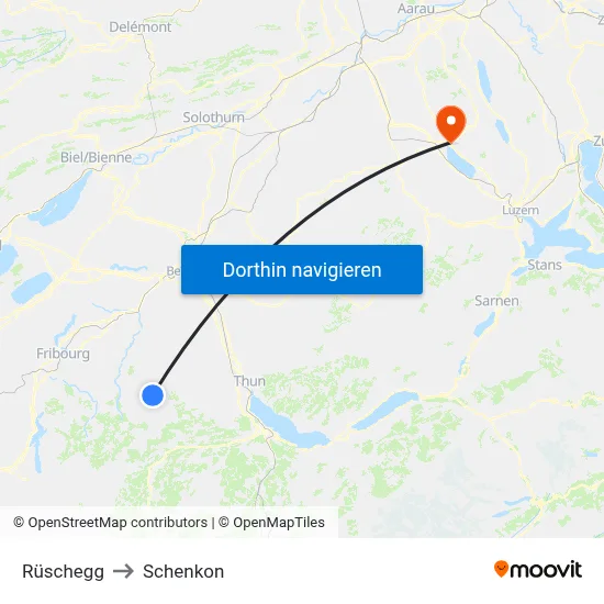 Rüschegg to Schenkon map