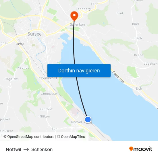 Nottwil to Schenkon map