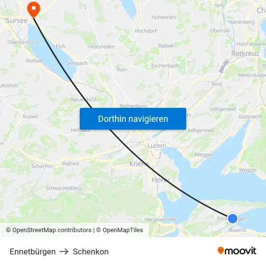 Ennetbürgen to Schenkon map