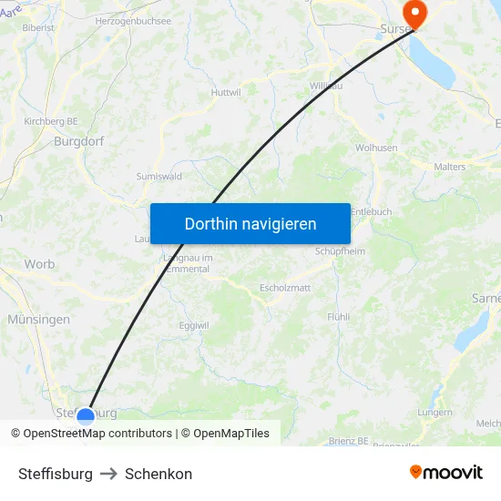 Steffisburg to Schenkon map