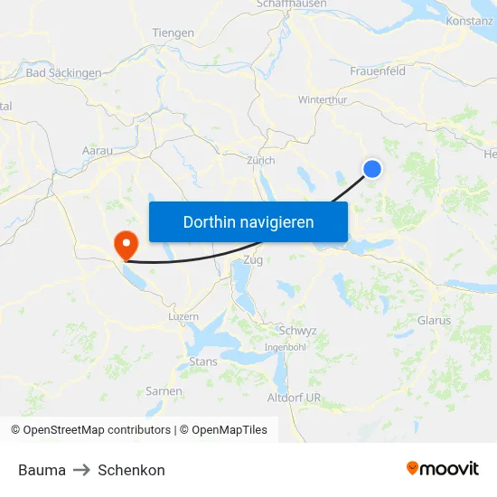 Bauma to Schenkon map