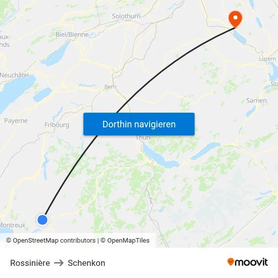 Rossinière to Schenkon map
