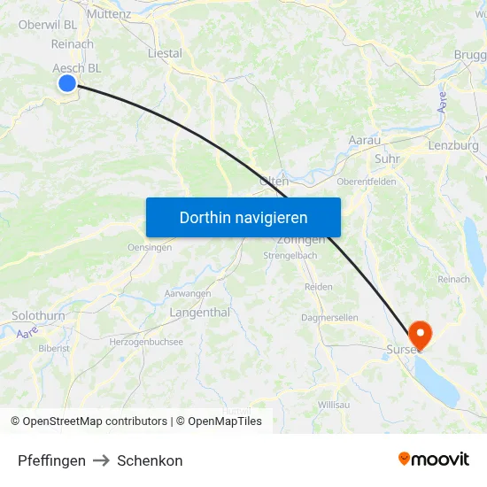 Pfeffingen to Schenkon map