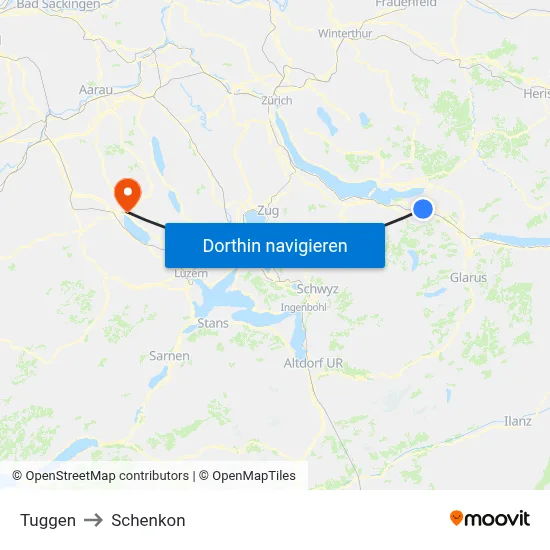 Tuggen to Schenkon map
